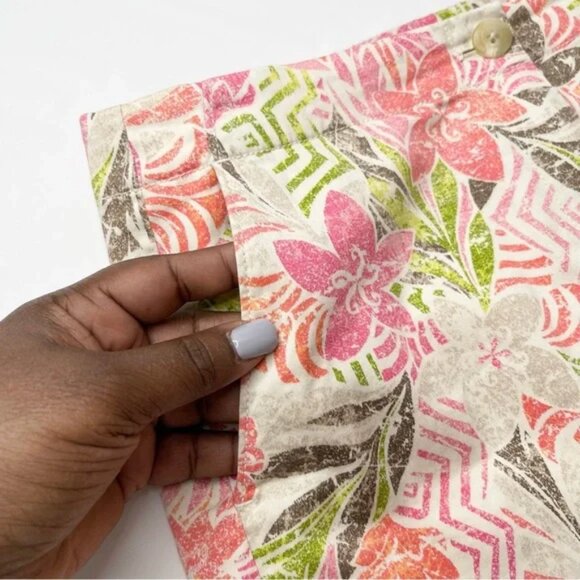 J. Jill Skirt Live In Chino Pink Coral Floral Print w/ Pockets, Size 6P - Picture 4 of 11